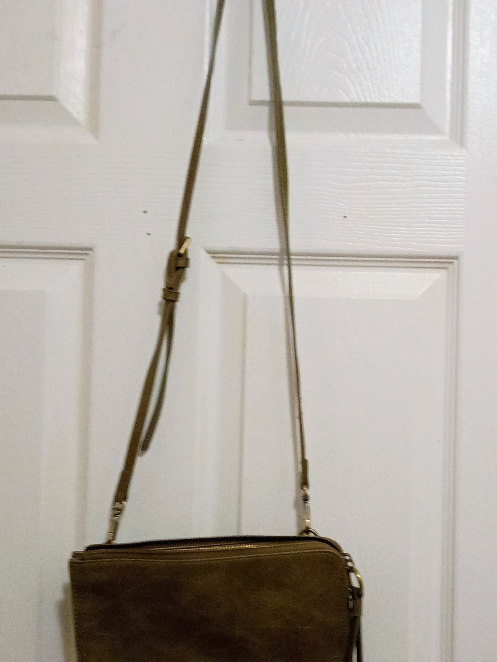 Joy Joy Olive-Tan Dual-Zip Crossbody Bag